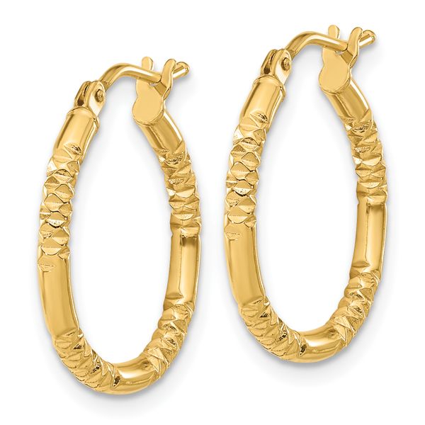 Leslie's 14K Polished and Textured Hoop Earrings - Image 2