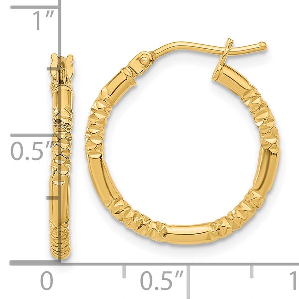 Leslie's 14K Polished and Textured Hoop Earrings - Image 4