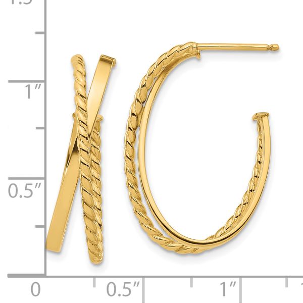 Leslie's 14K Polished and Twist J-Hoop Post Earrings - Image 4