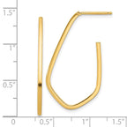 14K Polished Geometric Shaped J-Hoop Post Earrings - Image 4