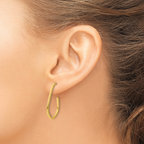 14K Polished Geometric Shaped J-Hoop Post Earrings - Image 3