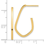 14K Polished Geometric Shaped J-Hoop Post Earrings - Image 4