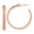 14K Rose Gold Diamond-cut and Textured Post Hoop Earrings