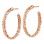 14K Rose Gold Diamond-cut and Textured Post Hoop Earrings - Image 2