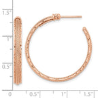 14K Rose Gold Diamond-cut and Textured Post Hoop Earrings - Image 4