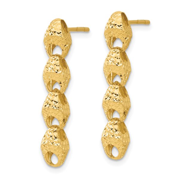 14K Diamond-cut Fancy Link Drop Post Earrings - Image 2