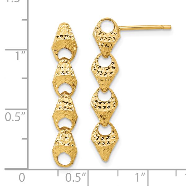 14K Diamond-cut Fancy Link Drop Post Earrings - Image 4