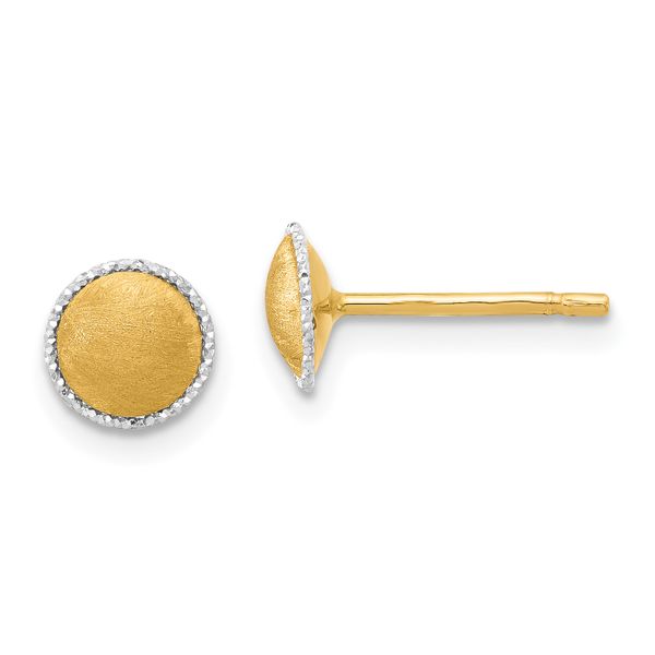 Leslie's 14K with White Gold Accent Brushed Post Earrings