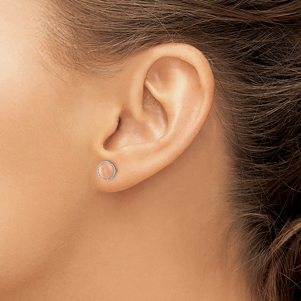 Leslie's 14K Rose Gold with White Gold Accent Brushed Post Earrings - Image 3