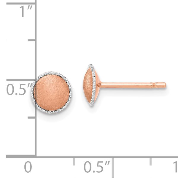Leslie's 14K Rose Gold with White Gold Accent Brushed Post Earrings - Image 4