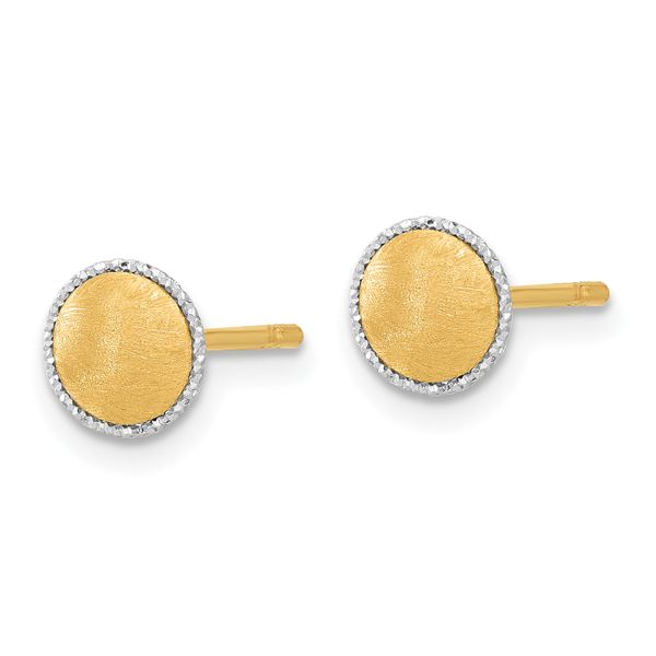 Leslie's 14K with White Gold Accent Brushed Post Earrings - Image 2