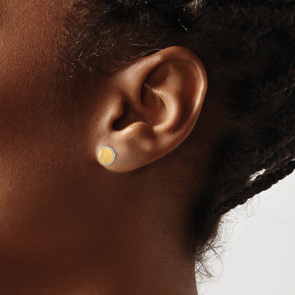 Leslie's 14K with White Gold Accent Brushed Post Earrings - Image 3