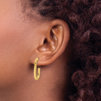 14K Polished Modern J-Hoop Earrings - Image 3