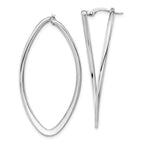 Leslie's 14K w/ White Rhodium Plating Polished Oval Hoop Earrings