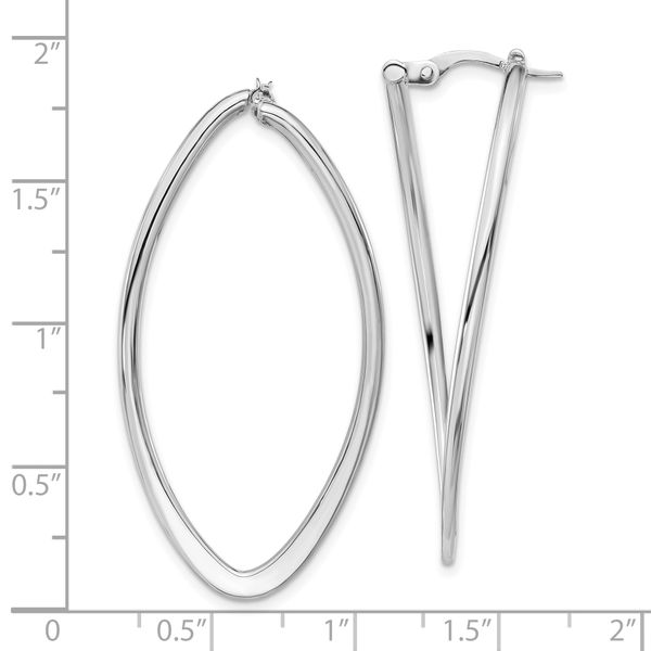 Leslie's 14K w/ White Rhodium Plating Polished Oval Hoop Earrings - Image 4