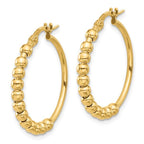 14K Polished Beaded Hoop Earrings - Image 2