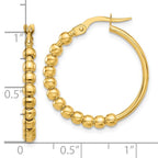14K Polished Beaded Hoop Earrings - Image 4