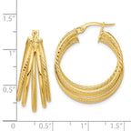 14K Polished and Multi Textured Hoop Earrings - Image 4