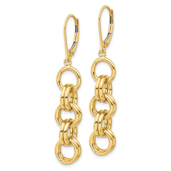 14K Polished Circle Links Dangle Earrings - Image 2