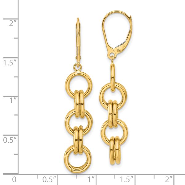 14K Polished Circle Links Dangle Earrings - Image 4