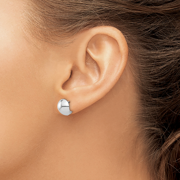 Leslie's 14K White Gold Polished Round Huggie Earrings - Image 3