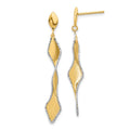 Leslie's 14K and White Rhodium Polished and Satin Post Dangle Earrings