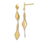 Leslie's 14K and White Rhodium Polished and Satin Post Dangle Earrings