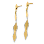 Leslie's 14K and White Rhodium Polished and Satin Post Dangle Earrings - Image 2