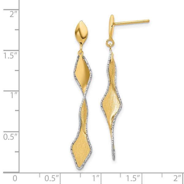Leslie's 14K and White Rhodium Polished and Satin Post Dangle Earrings - Image 4