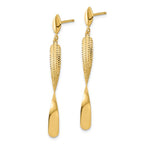 14K Polished and Textured Post Dangle Earrings - Image 2