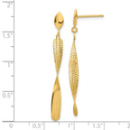 14K Polished and Textured Post Dangle Earrings - Image 4