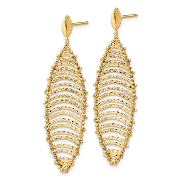 14K Polished and Textured Post Dangle Earrings - Image 2