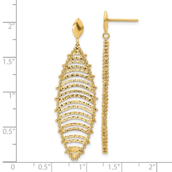 14K Polished and Textured Post Dangle Earrings - Image 4