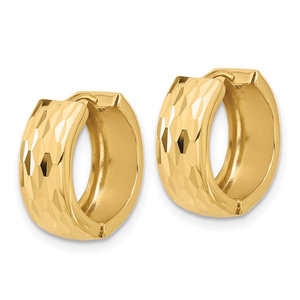 14K Diamond-Cut Hinged Huggie Earrings - Image 2