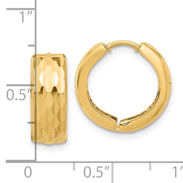 14K Diamond-Cut Hinged Huggie Earrings - Image 4