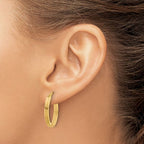 14K Polished and Grooved Oval Hoop Earrings - Image 3