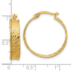 14K Polished and Textured Round Hoop Earrings - Image 4