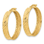 Leslie's 14K Polished and Textured Round Hoop Earrings - Image 2