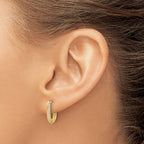 14K Polished CZ Hinged Hoop Earrings - Image 3