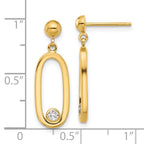 Leslie's 14K Polished CZ Oval Dangle Post Earrings - Image 4