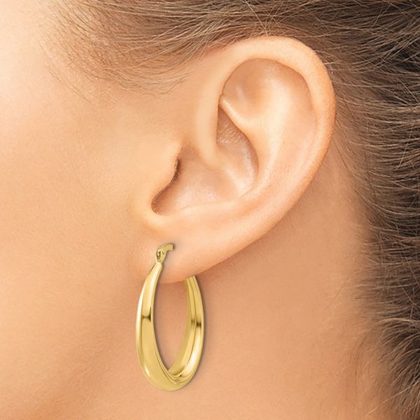 Leslie's 14K Polished Oval Hoop Earrings - Image 3