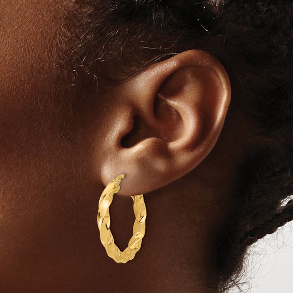 Leslie's 14K Polished Twisted Hoop Earrings - Image 3