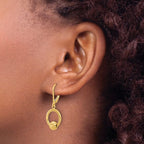 14K Polished and Diamond-cut Beads Leverback Earrings - Image 3