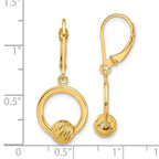 14K Polished and Diamond-cut Beads Leverback Earrings - Image 4