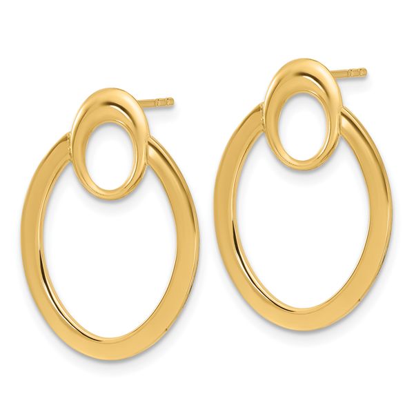 14K Polished Oval Drop Post Earrings - Image 2