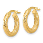 14K Polished and Diamond-cut Hoop Earrings - Image 2