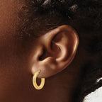 14K Polished and Diamond-cut Hoop Earrings - Image 3
