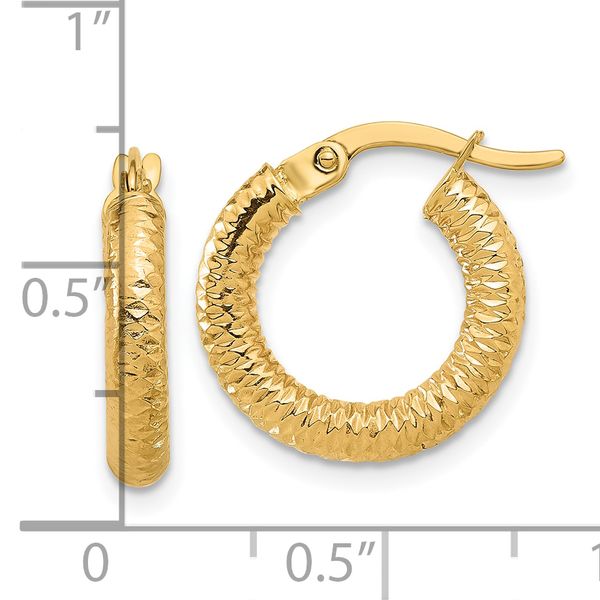 14K Polished and Diamond-cut Hoop Earrings - Image 4