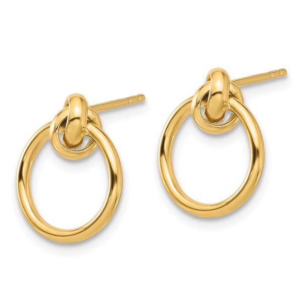 Leslie's 14K Polished Knot Circle Drop Post Earrings - Image 2