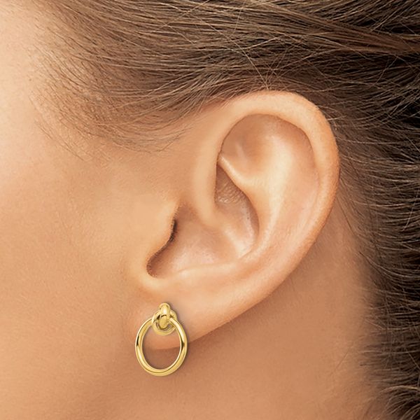 Leslie's 14K Polished Knot Circle Drop Post Earrings - Image 3
